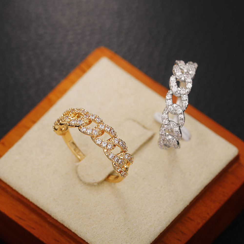 Simple Style Geometric Copper Rings Inlay Zircon Copper Rings 1 Piece