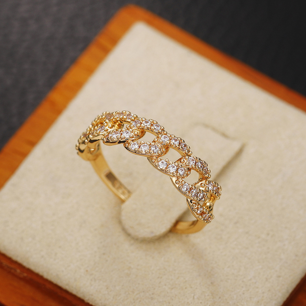 Simple Style Geometric Copper Rings Inlay Zircon Copper Rings 1 Piece