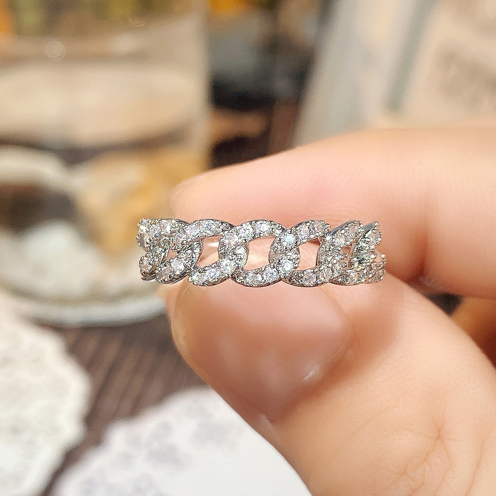 Simple Style Geometric Copper Rings Inlay Zircon Copper Rings 1 Piece