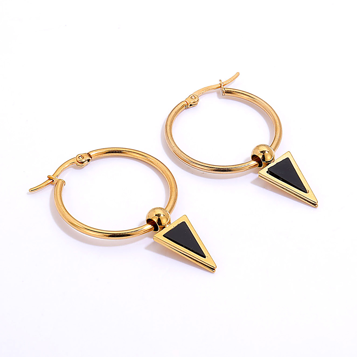 Fashion Triangle Stainless Steel Drop Earrings Gold Plated Stainless Steel Earrings 1 Pair