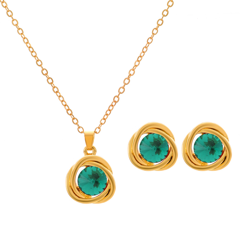 Fashion Geometric Alloy Plating Artificial Crystal Womenu0027S Earrings Necklace 3 Piece Set