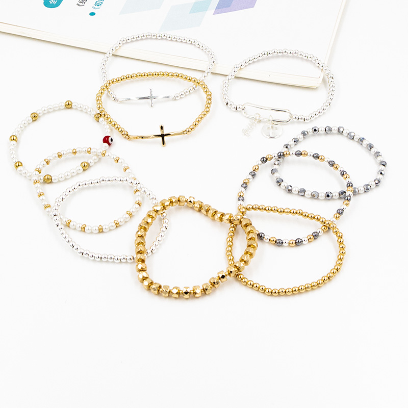 Simple Style Cross Eye Alloy Beaded Gold Plated Bracelets 1 Piece