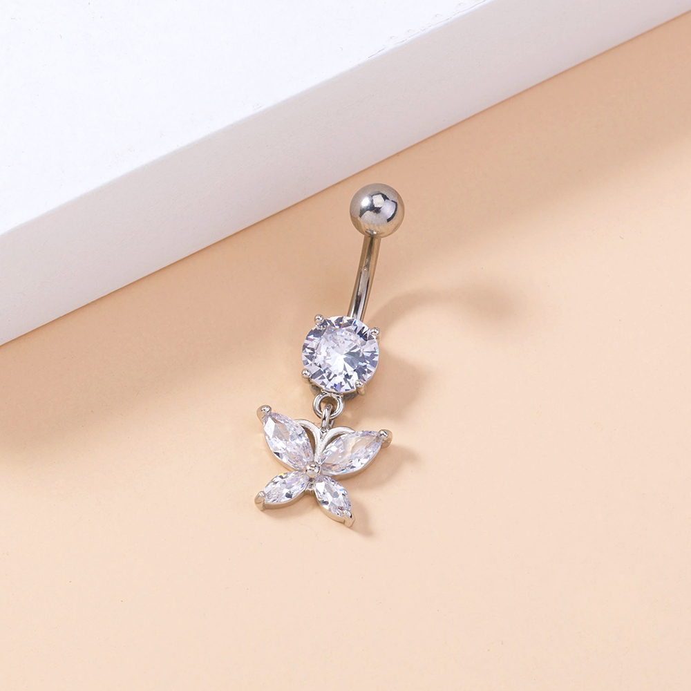 Fashion Eye Butterfly Stainless Steel Inlay Zircon Womenu0027S Belly Ring 1 Piece