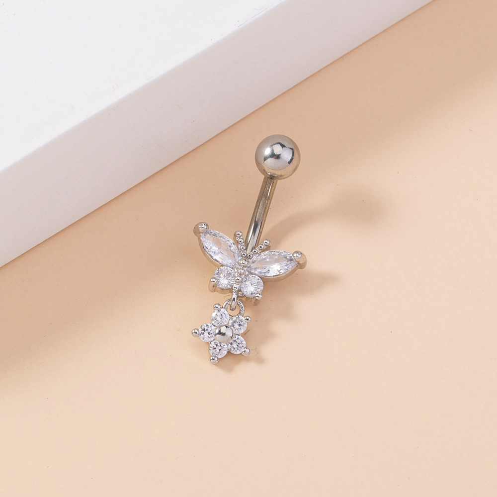 Fashion Eye Butterfly Stainless Steel Inlay Zircon Womenu0027S Belly Ring 1 Piece