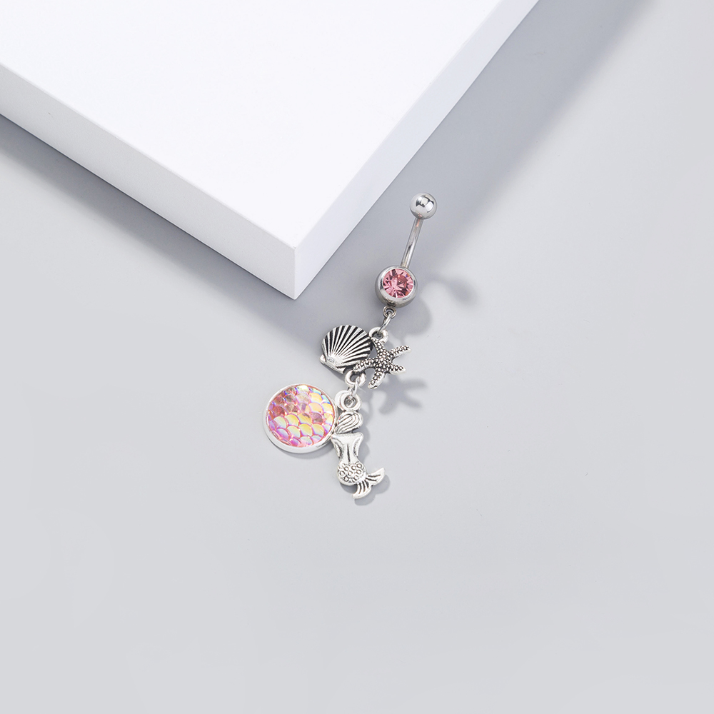 Simple Style Heart Shape Flower Elephant Stainless Steel Inlay Zircon Womenu0027S Belly Ring 1 Piece