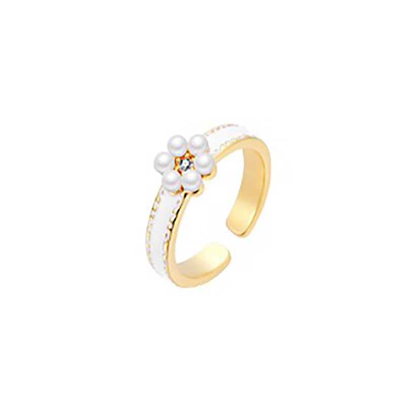 Luxurious Flower Alloy Plating Artificial Pearls Womenu0027S Open Ring 1 Piece