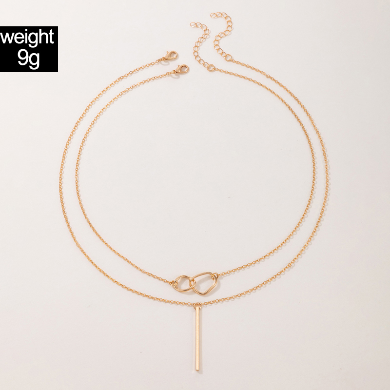 Simple Style Geometric Alloy Plating Layered Necklaces