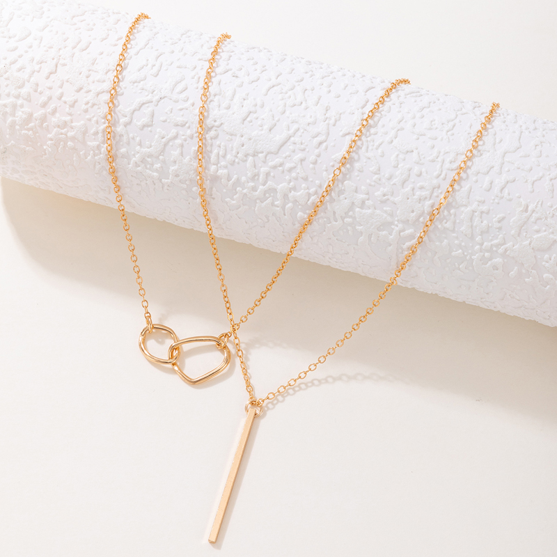 Simple Style Geometric Alloy Plating Layered Necklaces