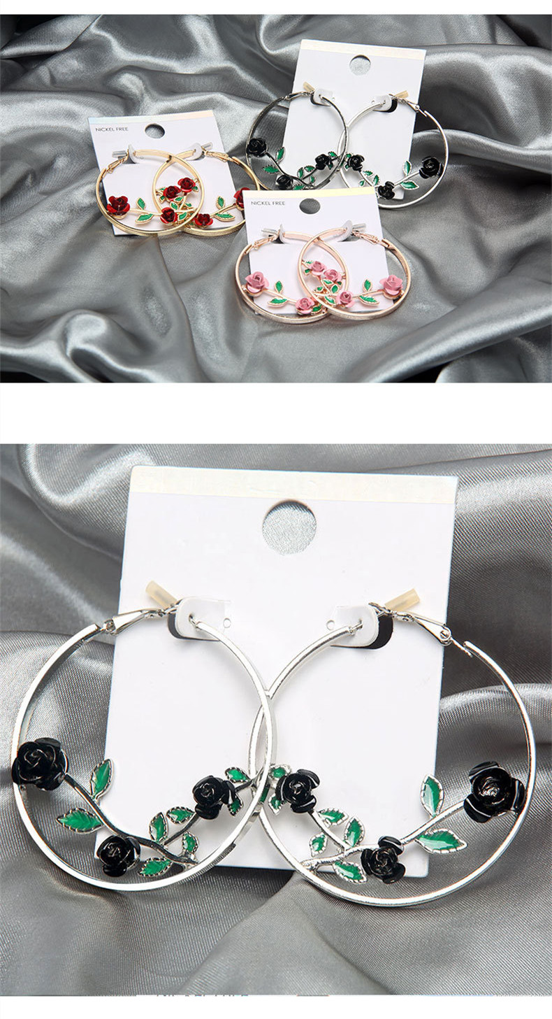 Fashion Rose Alloy Enamel Plating Earrings