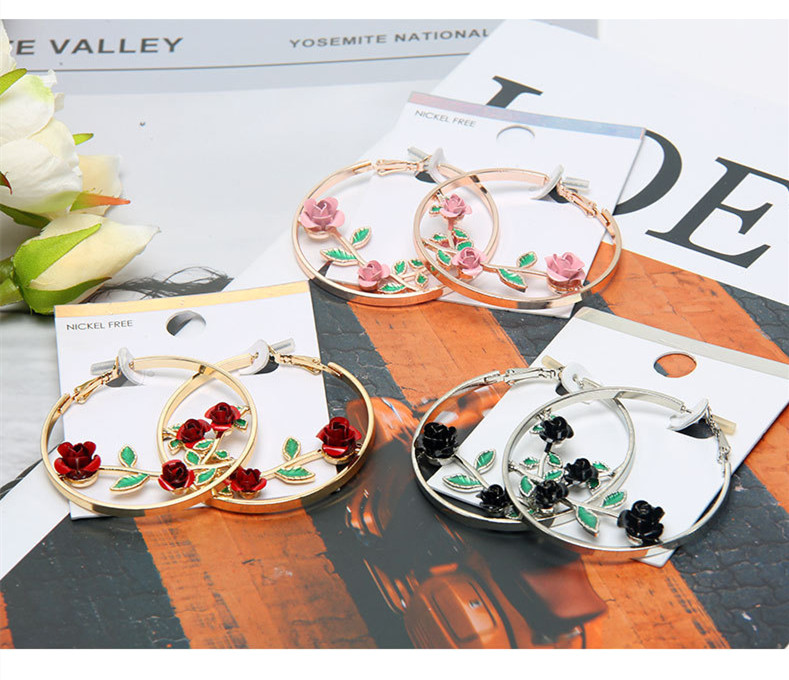 Fashion Rose Alloy Enamel Plating Earrings