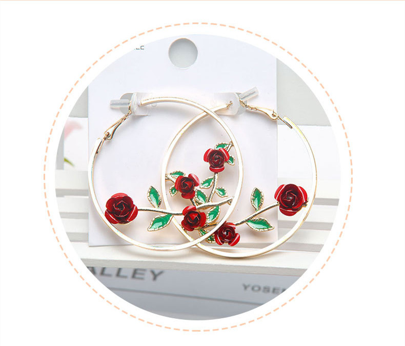 Fashion Rose Alloy Enamel Plating Earrings