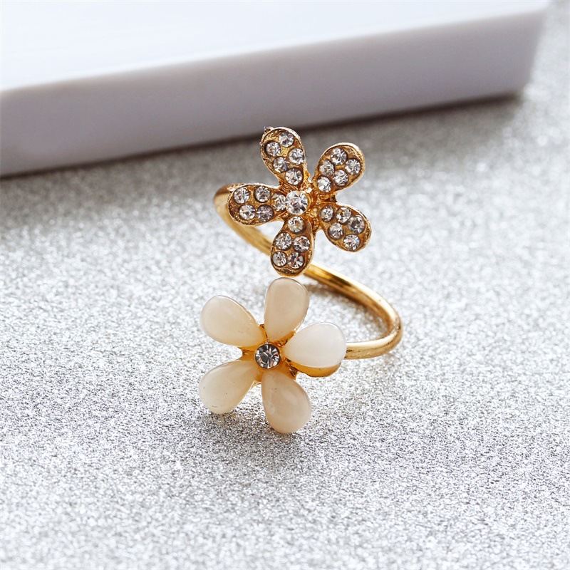 Sweet Flower Alloy Plating Rhinestones Opal Womenu0027S Open Ring 1 Piece