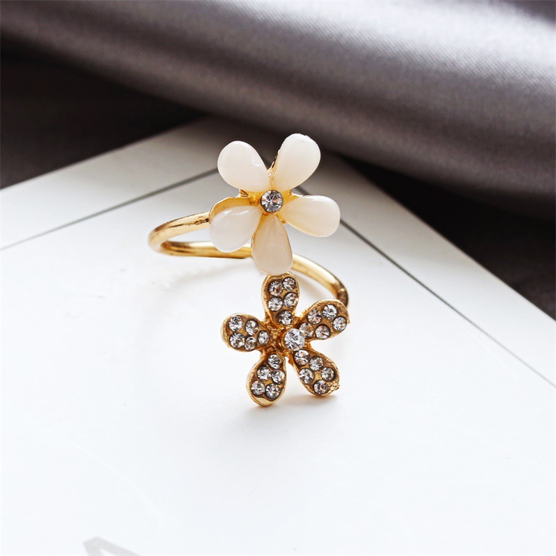 Sweet Flower Alloy Plating Rhinestones Opal Womenu0027S Open Ring 1 Piece