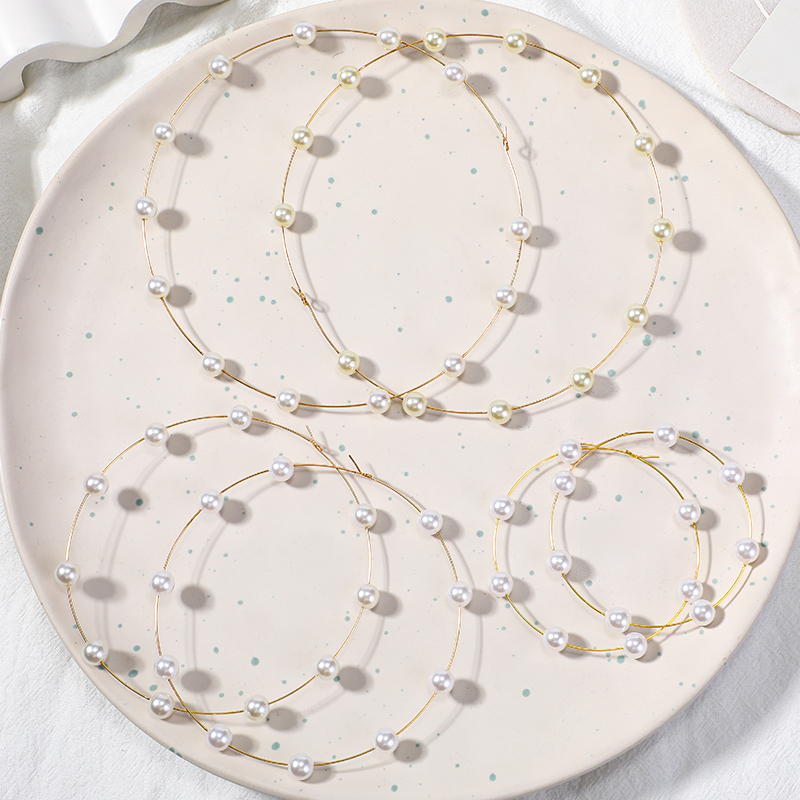 Exaggerated Round Alloy Pearl Womenu0027S Hoop Earrings 1 Pair