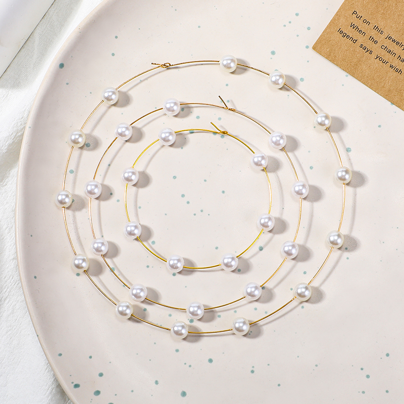 Exaggerated Round Alloy Pearl Womenu0027S Hoop Earrings 1 Pair