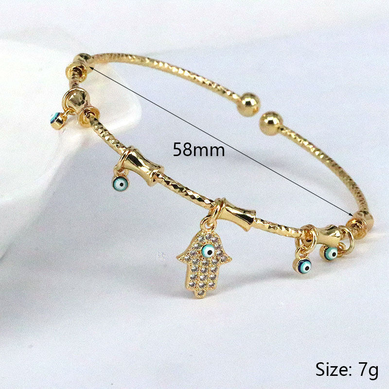 Fashion Palm Eye Copper Bangle Inlay Zircon Copper Bracelets 1 Piece