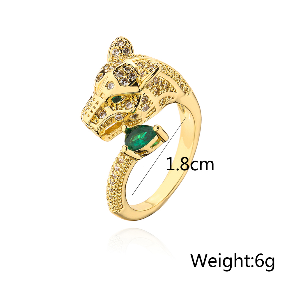 Fashion Animal Leopard Copper Open Ring Gold Plated Zircon Copper Rings