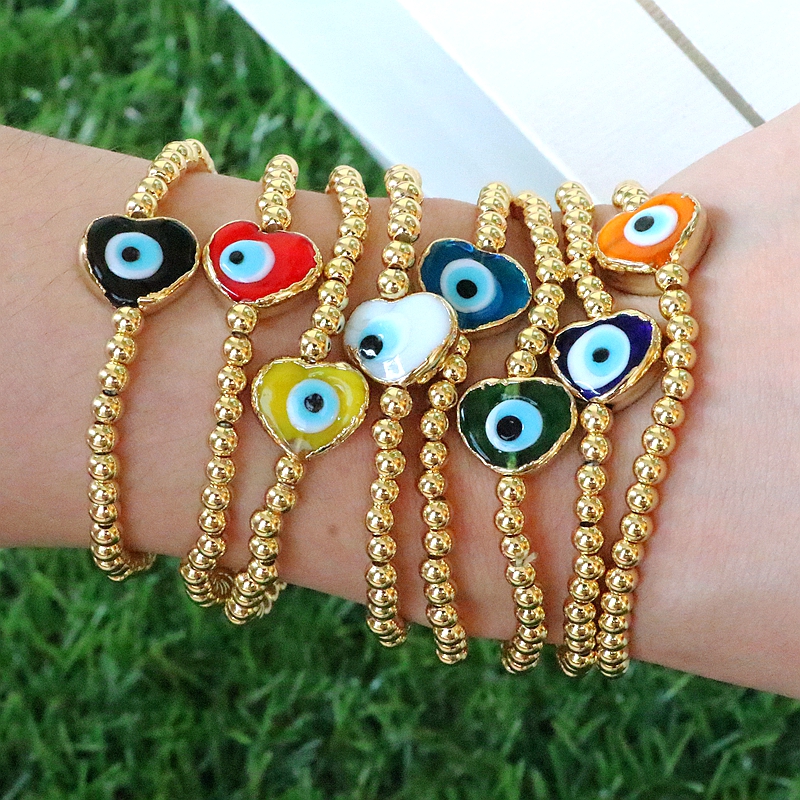 Hip-Hop Devilu0027S Eye Heart Shape Copper Bracelets Copper Bracelets 1 Piece