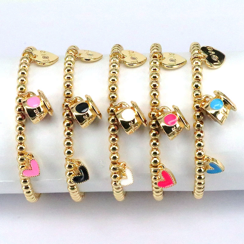 Fashion Letter Heart Shape Copper Bracelets Enamel Copper Bracelets 1 Piece