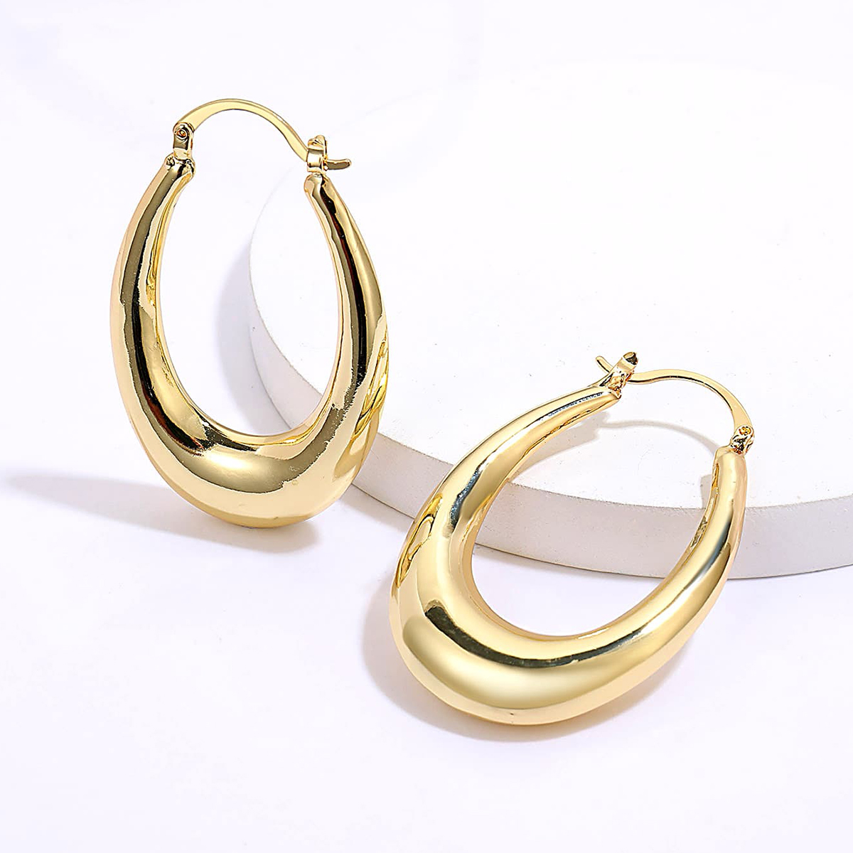 Simple Style U Shape Copper Dangling Earrings Gold Plated Copper Earrings 1 Pair