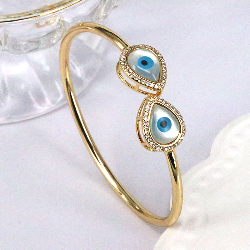 Fashion Cross Heart Shape Eye Copper Bangle Inlay Zircon Copper Bracelets 1 Piece