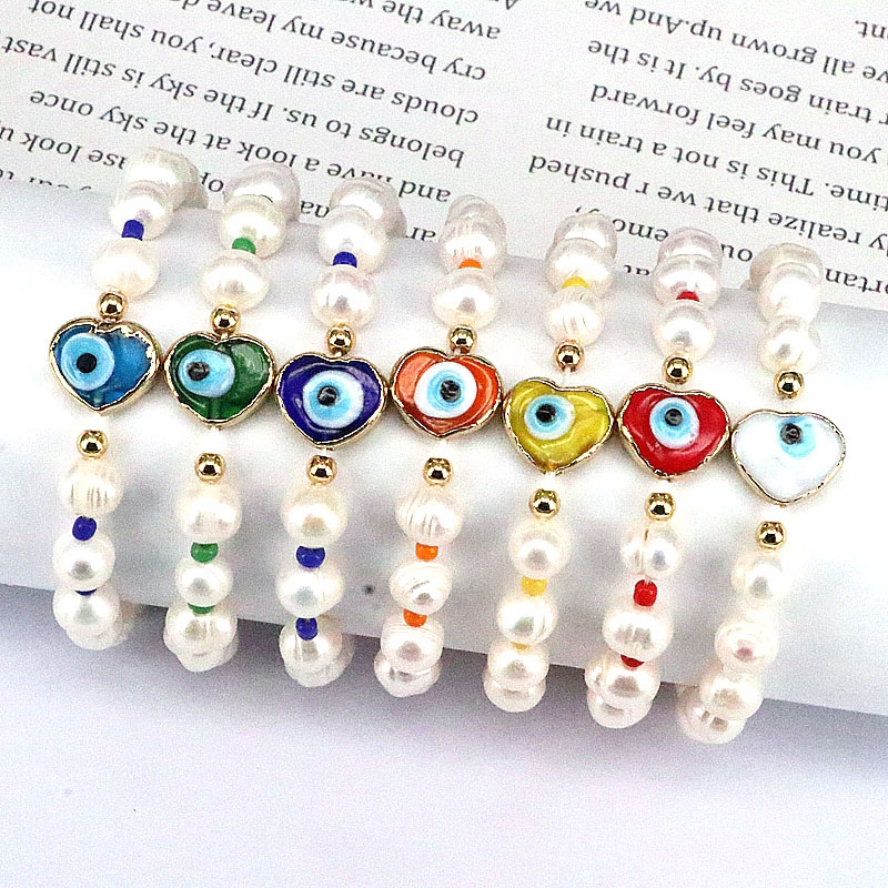 Bohemian Heart Shape Eye Artificial Pearl Bracelets Irregular Beaded Pearl Pearl Bracelets 1 Piece