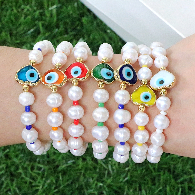 Bohemian Heart Shape Eye Artificial Pearl Bracelets Irregular Beaded Pearl Pearl Bracelets 1 Piece