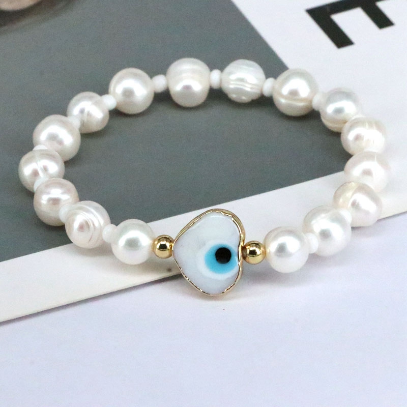 Bohemian Heart Shape Eye Artificial Pearl Bracelets Irregular Beaded Pearl Pearl Bracelets 1 Piece