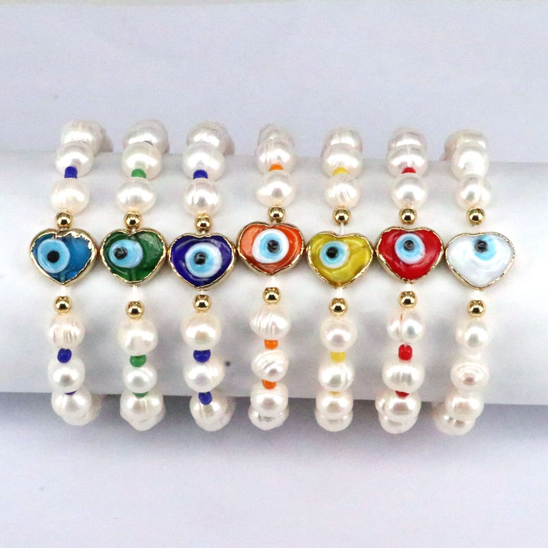 Bohemian Heart Shape Eye Artificial Pearl Bracelets Irregular Beaded Pearl Pearl Bracelets 1 Piece