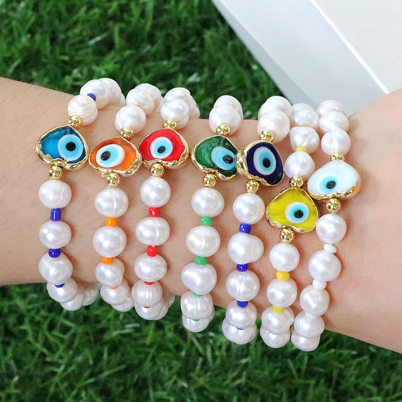 Bohemian Heart Shape Eye Artificial Pearl Bracelets Irregular Beaded Pearl Pearl Bracelets 1 Piece