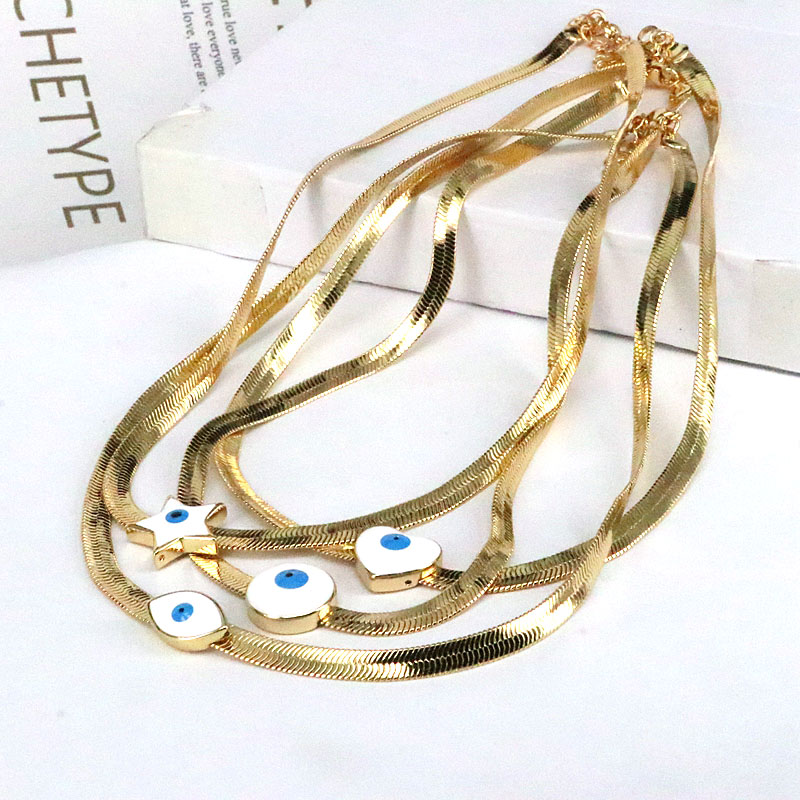 Hip-Hop Star Heart Shape Eye Copper Necklace Enamel Copper Copper Necklaces 1 Piece