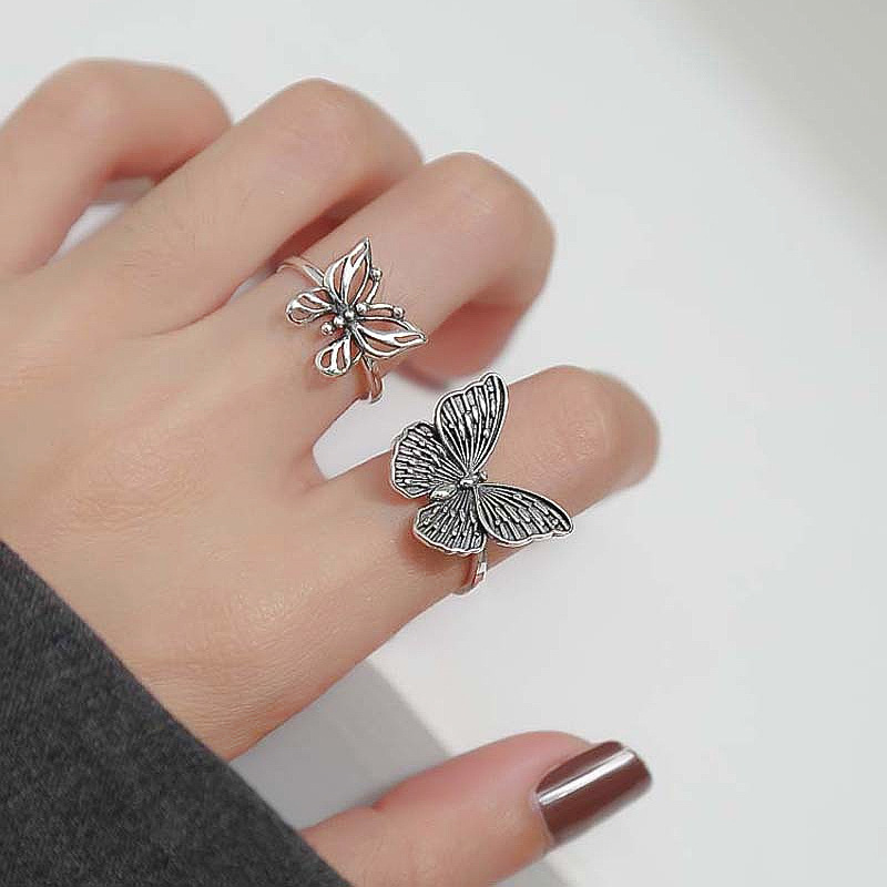 Retro Butterfly Alloy Carving Womenu0027S Open Ring 1 Piece