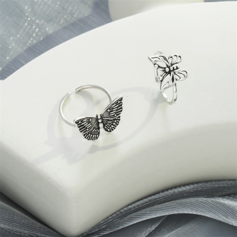 Retro Butterfly Alloy Carving Womenu0027S Open Ring 1 Piece