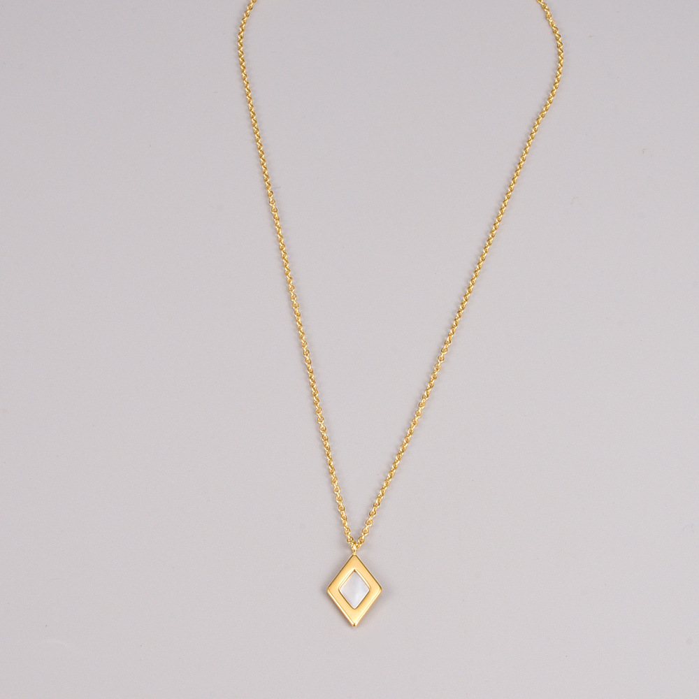 Fashion Square Titanium Steel Pendant Necklace Inlay Shell Stainless Steel Necklaces