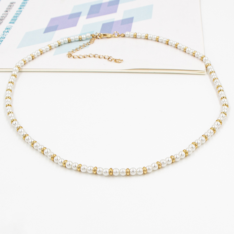 Fashion Round Gold Plated Necklace Beaded Artificial Pearls Pearl Necklaces 1 Piece