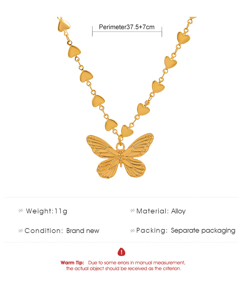 Simple Style Heart Shape Butterfly Alloy Plating Womenu0027S Pendant Necklace