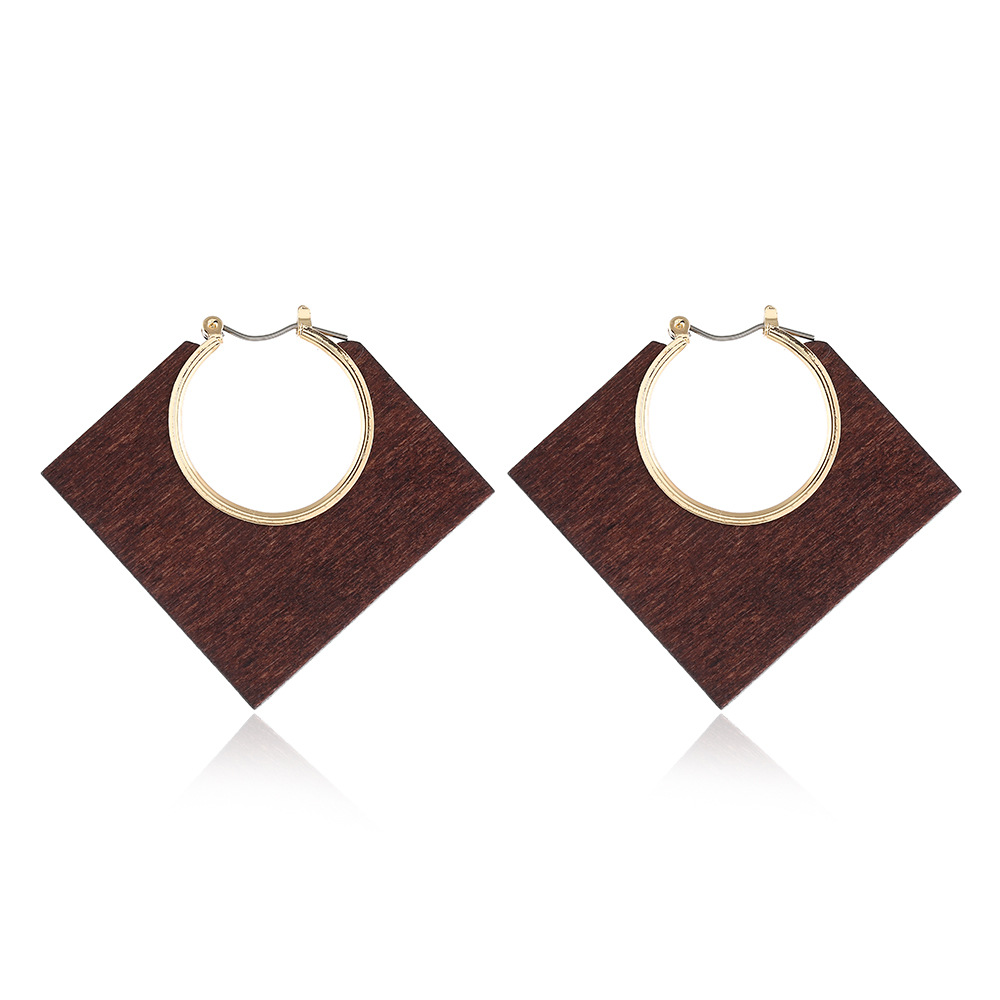 Nordic Style Geometric Wood Plating Hollow Out Womenu0027S Dangling Earrings 1 Pair