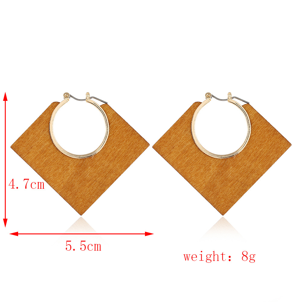 Nordic Style Geometric Wood Plating Hollow Out Womenu0027S Dangling Earrings 1 Pair