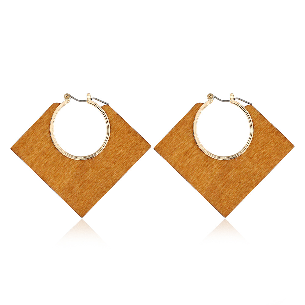 Nordic Style Geometric Wood Plating Hollow Out Womenu0027S Dangling Earrings 1 Pair