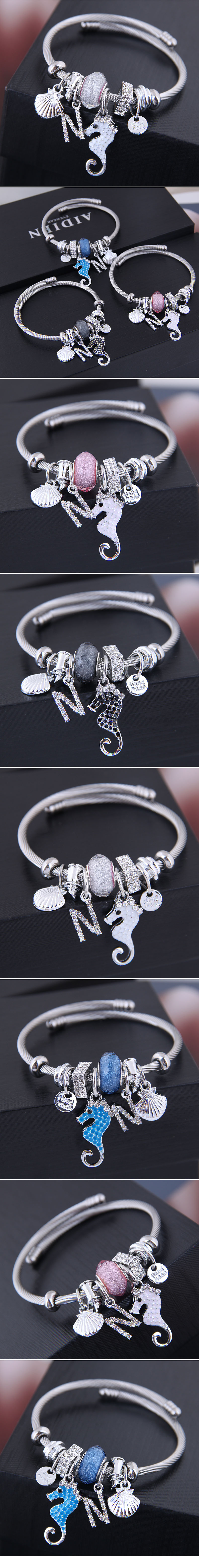 Fashion Letter Hippocampus Alloy Plating Womenu0027S Bangle 1 Piece