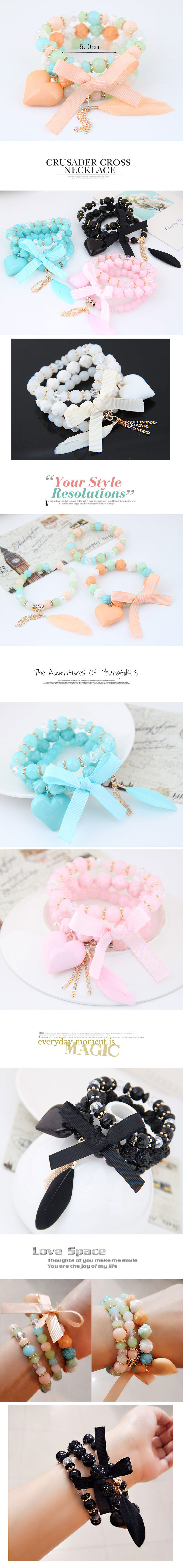 Fashion Bow Knot Resin Layered Womenu0027S Bracelets 1 Set