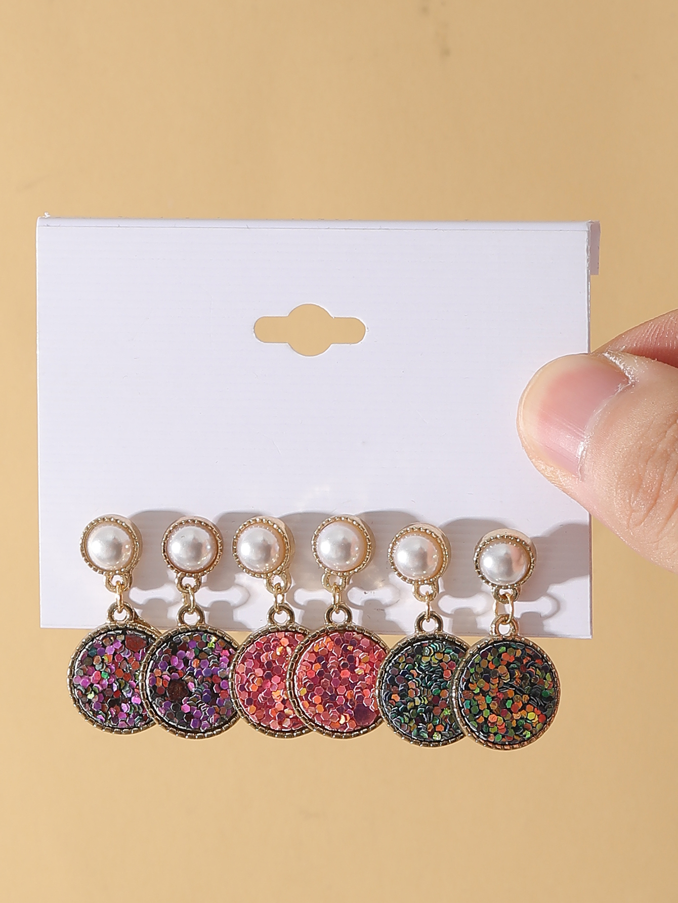 Simple Style Geometric Alloy Sequins Inlay Pearl Womenu0027S Drop Earrings 3 Pairs