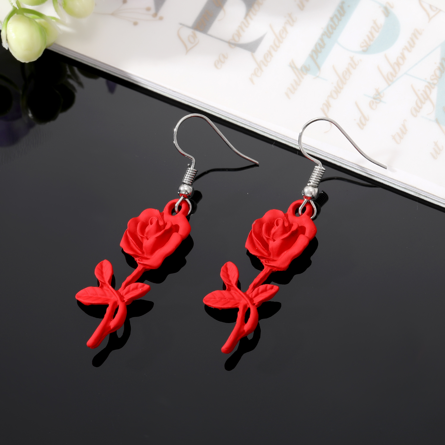 Retro Rose Alloy Stoving Varnish Alloy Womenu0027S Earrings Necklace 1 Pair