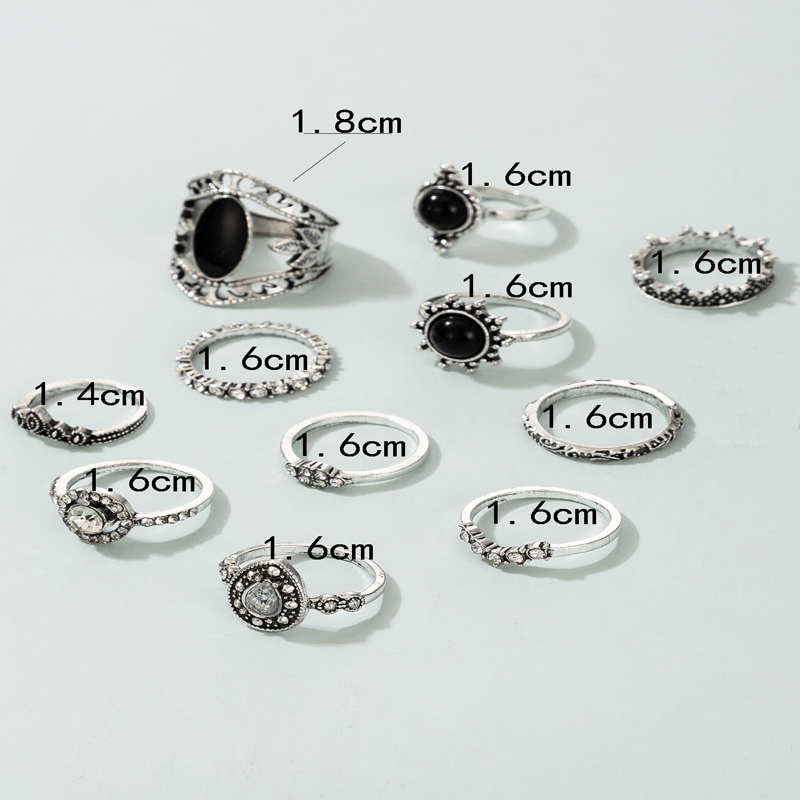 Retro Water Droplets Alloy Rhinestones Womenu0027S Rings 12 Pieces