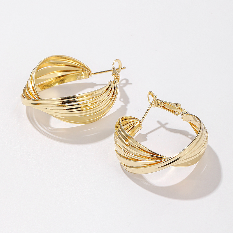 Fashion Spiral Stripe Alloy Plating Womenu0027S Hoop Earrings 1 Pair
