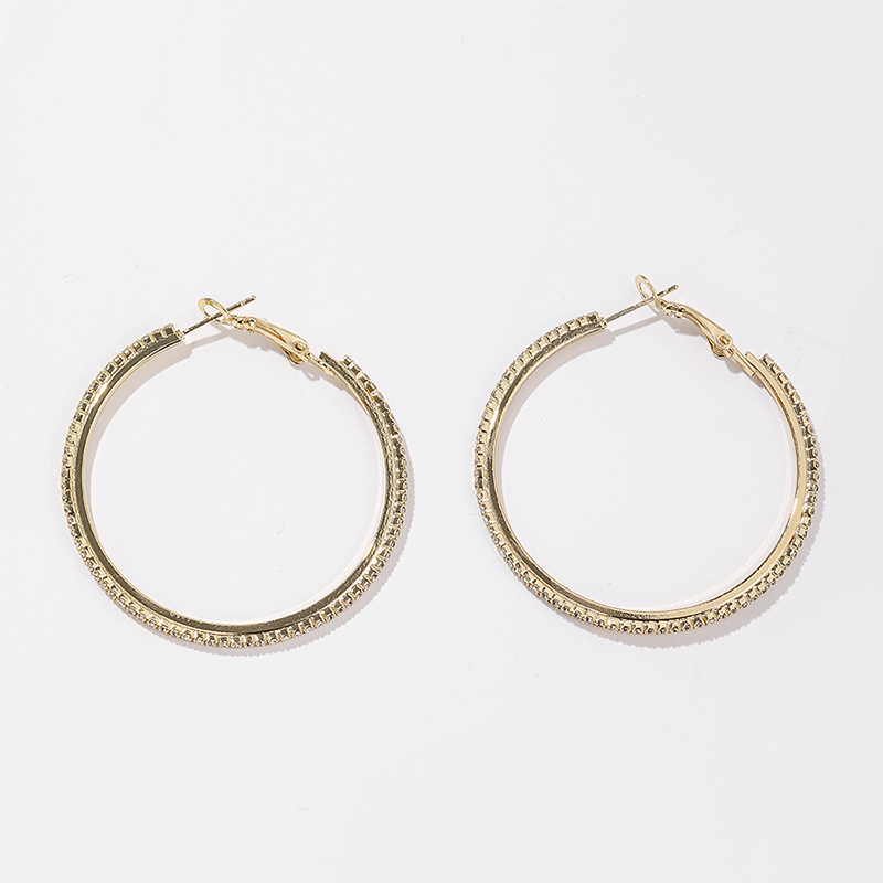 Fashion Circle Alloy Inlay Rhinestones Womenu0027S Hoop Earrings 1 Pair