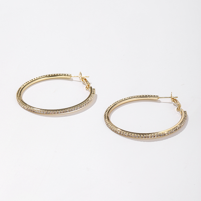 Fashion Circle Alloy Inlay Rhinestones Womenu0027S Hoop Earrings 1 Pair