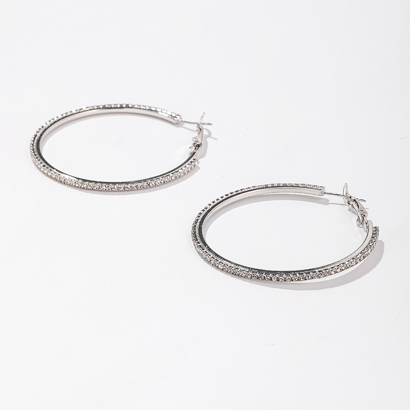 Fashion Circle Alloy Inlay Rhinestones Womenu0027S Hoop Earrings 1 Pair