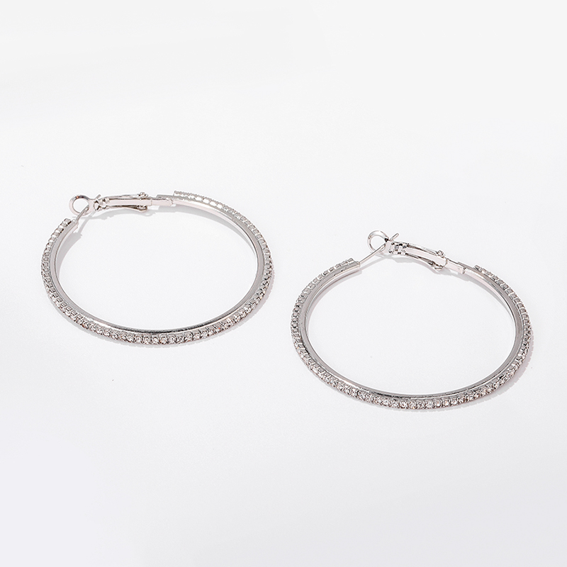 Fashion Circle Alloy Inlay Rhinestones Womenu0027S Hoop Earrings 1 Pair