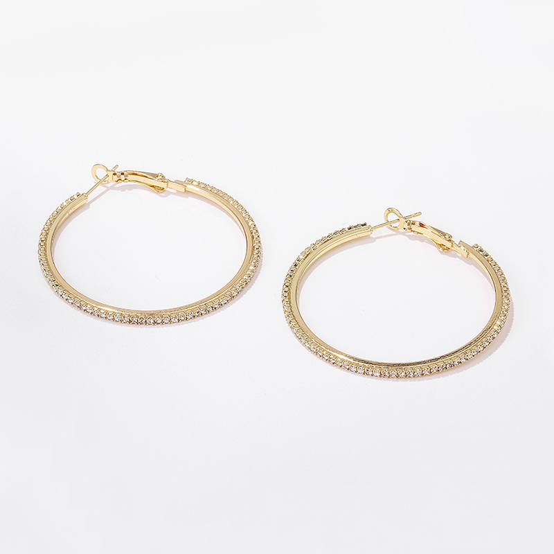 Fashion Circle Alloy Inlay Rhinestones Womenu0027S Hoop Earrings 1 Pair
